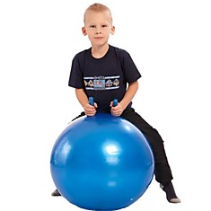 Фитбол для детей с рожками 65см синий (насос в комплекте) Тривес